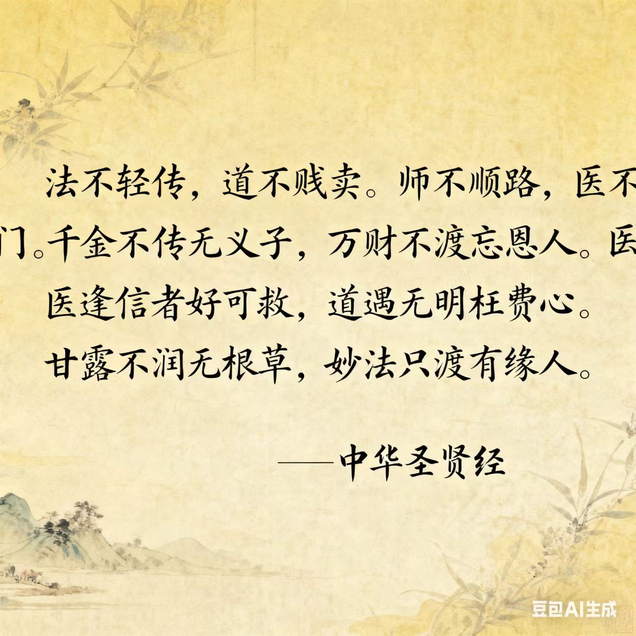 法不轻传，道不贱卖。  师不顺路，医不叩门