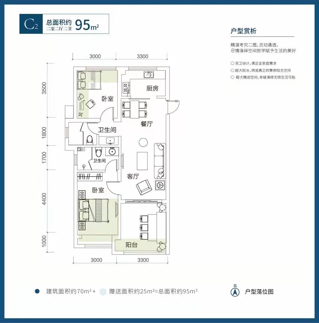 绿中海C2户型95-95㎡