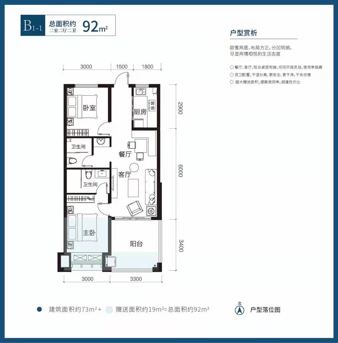 绿中海B1户型92-92㎡